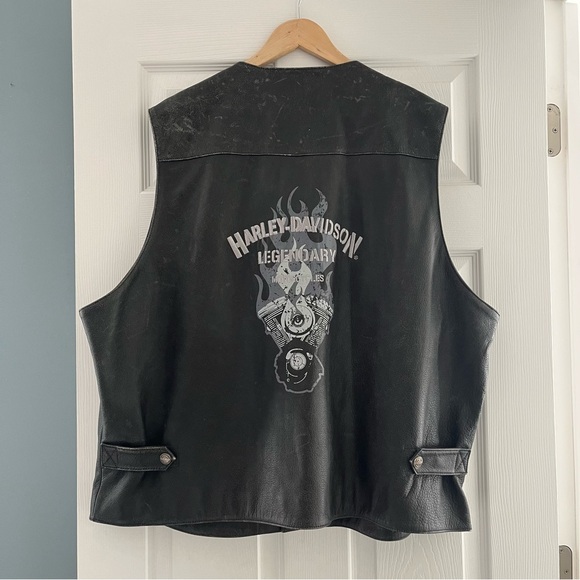 Harley-Davidson Other - SOLD xlist Harley Davidson TWIN CAM Style Black Leather Vest Men's Size XXXL 3XL